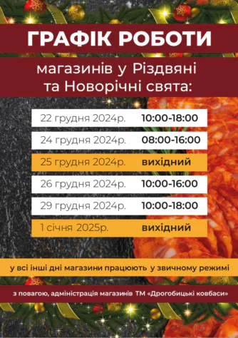 Святковий графік роботи магазинів